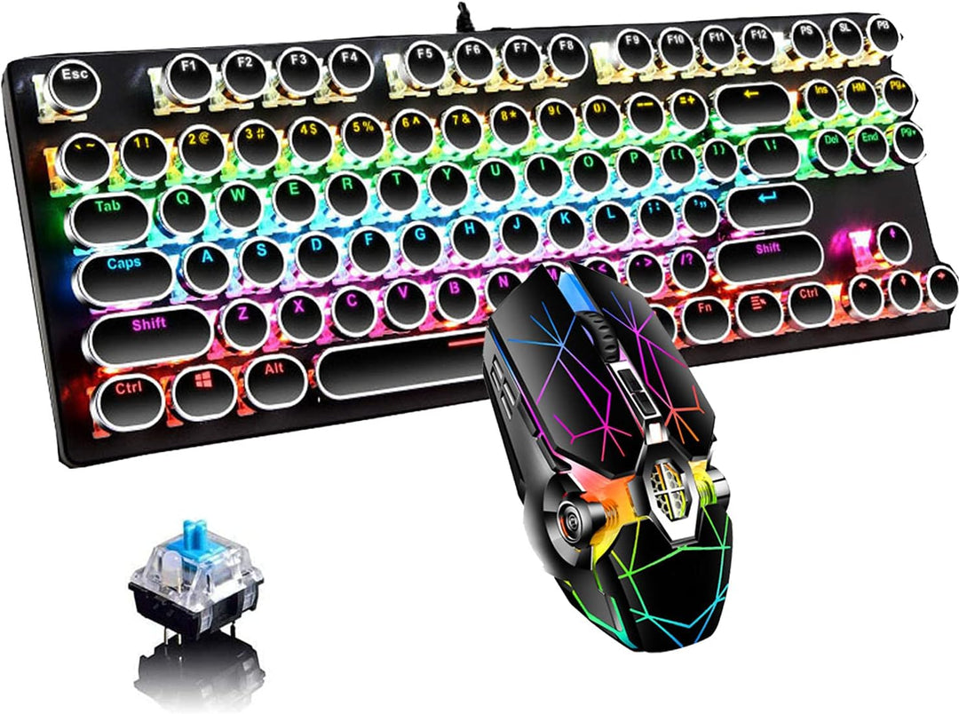 87-tasters mekanisk gaming-tastatur RGB baggrundsbelyst blå kontakter