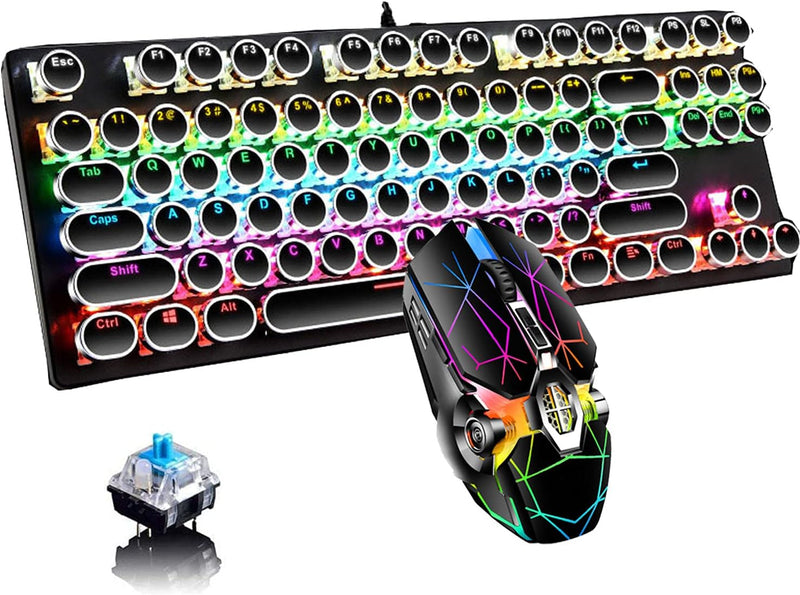 87-tasters mekanisk gaming-tastatur RGB baggrundsbelyst blå kontakter
