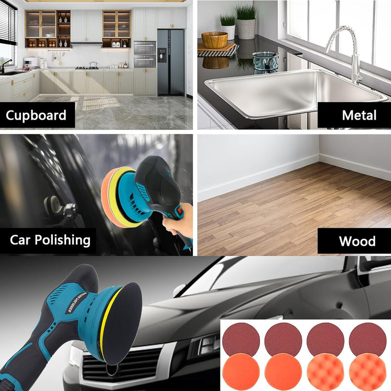 Pulidora de coche inalámbrica con doble batería y control de 8 velocidades – Torvex