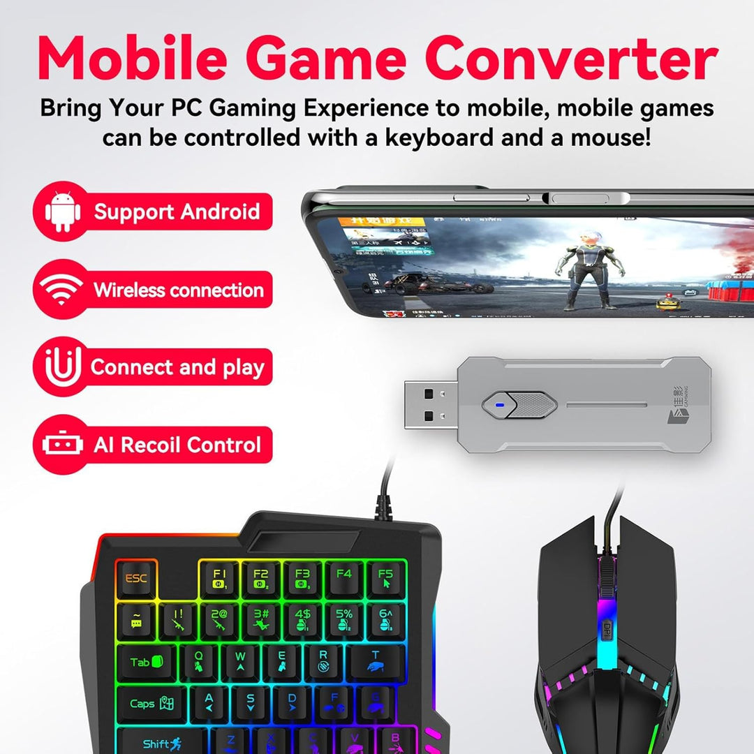 RGB Gaming-Tastatur und Maus-Combo – Ergonomisches Controller-Adapter-Set – Zyvorn
