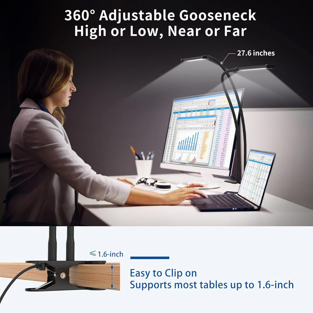 77 LED Schreibtisch-Klemmleuchte mit 70 cm flexiblem Schwanenhals – Ravien