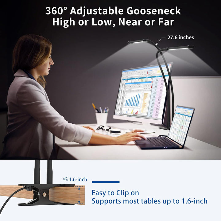 77 LED Schreibtisch-Klemmleuchte mit 70 cm flexiblem Schwanenhals – Ravien