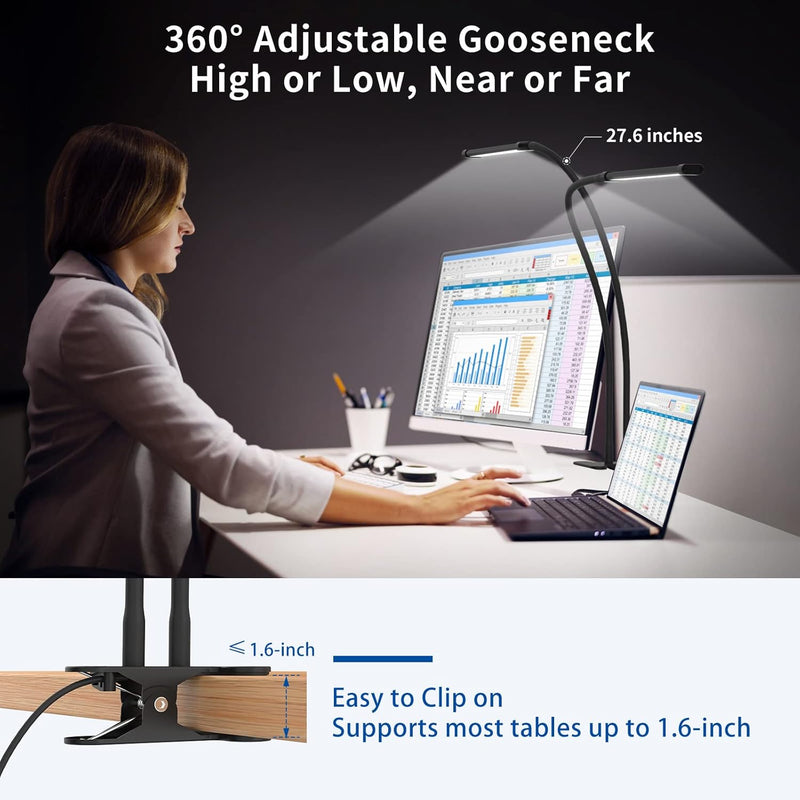 77 LED Schreibtisch-Klemmleuchte mit 70 cm flexiblem Schwanenhals – Ravien
