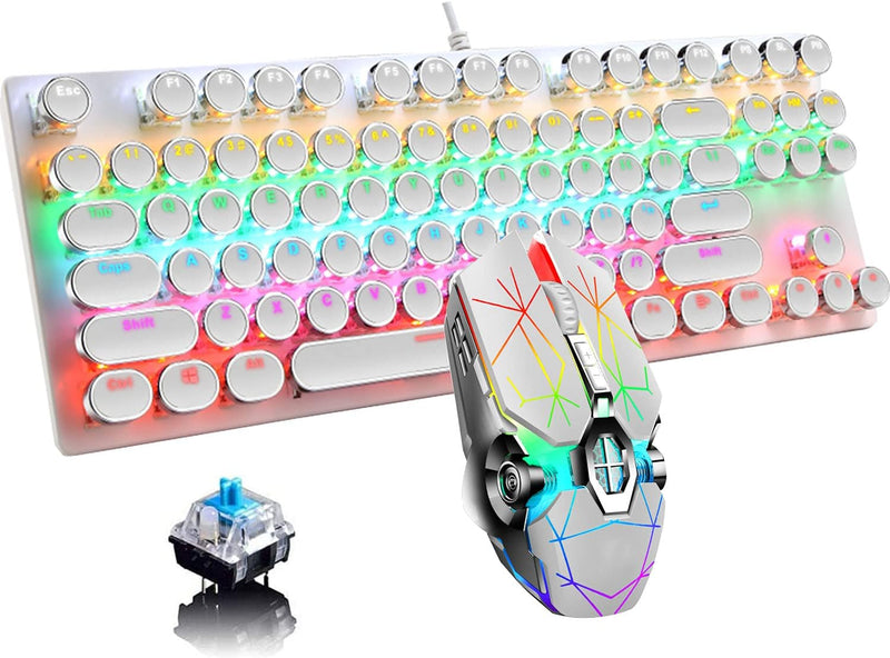 87-tasters mekanisk gaming-tastatur RGB baggrundsbelyst blå kontakter
