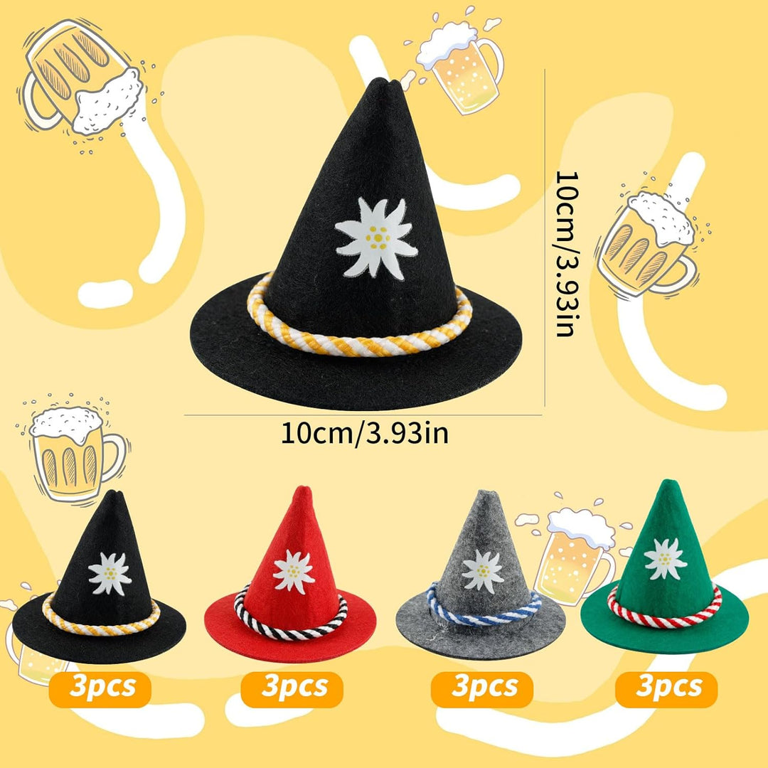 Mini traditional felt hats in a colorful 12-piece set – EdelweißGaudi Oktoberfest 2025