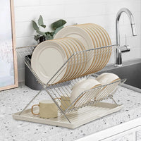 Foldable Dish Drainer – 2-Tier Kitchen Rack with Removable Tray – Kelvra