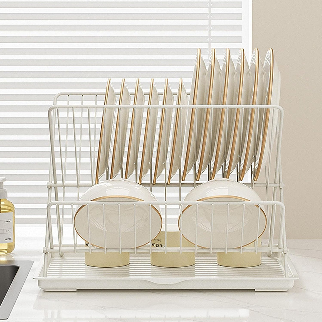 Foldable Dish Drainer – 2-Tier Kitchen Rack with Removable Tray – Kelvra
