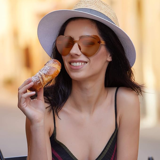 Trendy Heart Frameless Sunglasses in Transparent Look - HeartBlitz