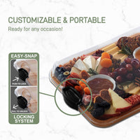 Bambus-Charcuterie-Platte mit verriegelbarem klarem Deckel – Savorya