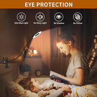 3 farvetilstande LED skrivebordsklemme lampe med fleksibel svanehals – Selvara (1+1 GRATIS)