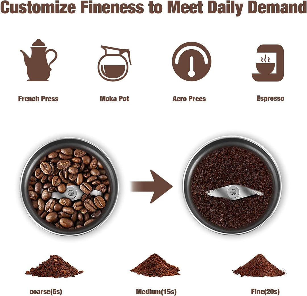 Electric Coffee and Spice Grinder with Removable Cup – BrewMate