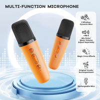 Máquina de karaoke mini portátil con altavoz Bluetooth y 2 micrófonos inalámbricos – Veylo