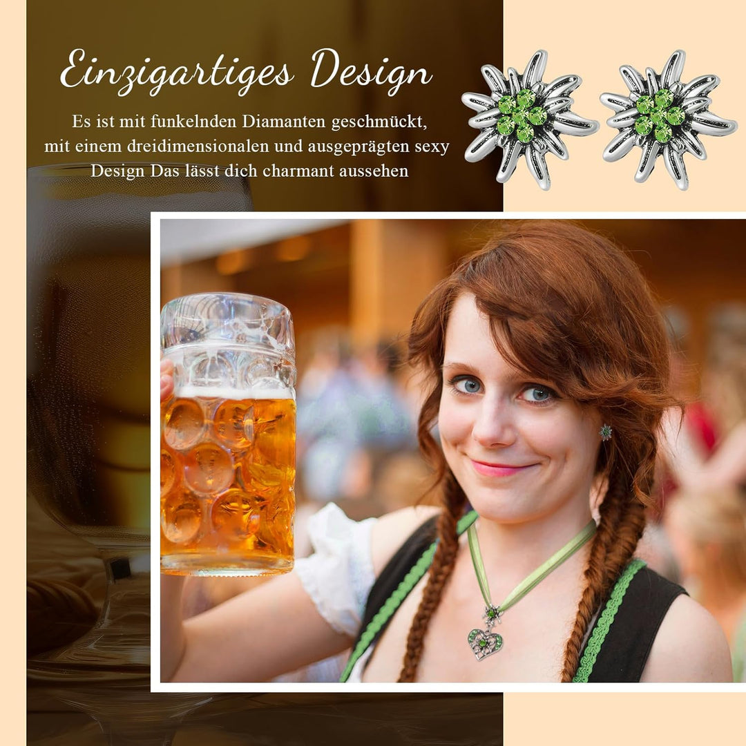Conjunto de joyería Edelweiß con colgante de corazón – AlpenFrische Oktoberfest 2025