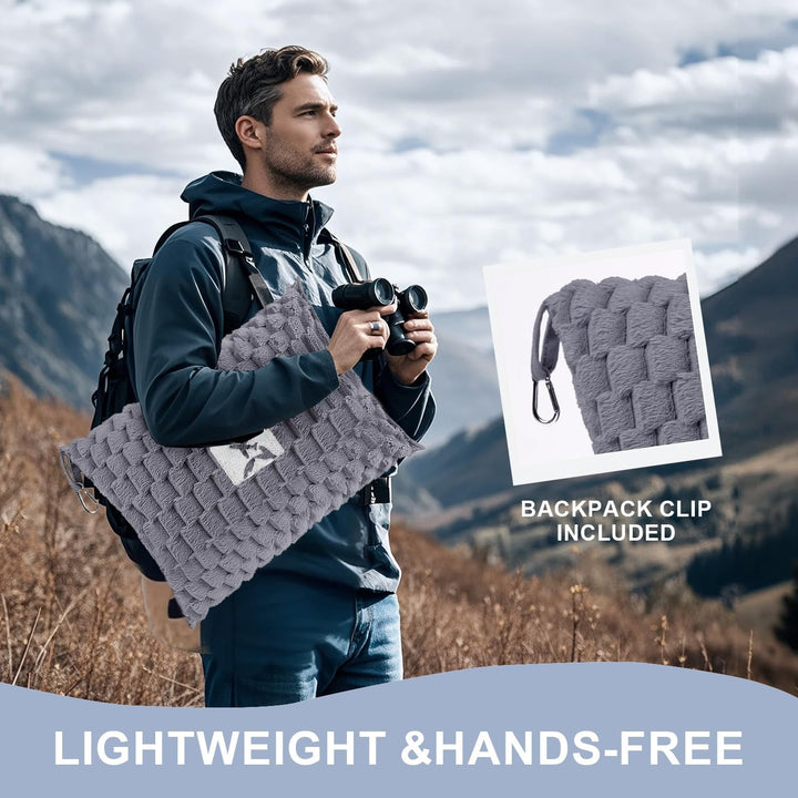 Packable Flanell-Reise-Decke mit Kissentasche und Gepäckschlitz – Trevora