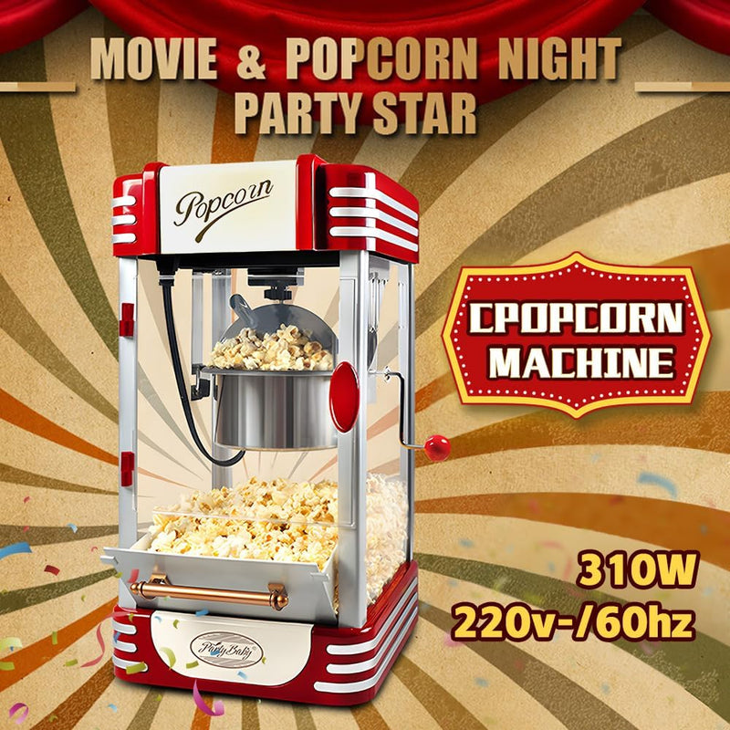 Retro Red Elektrischer Tisch-Popcornmaker mit Timer – Calvano