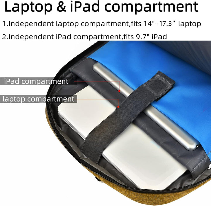 Water-repellent travel laptop backpack with USB charging port