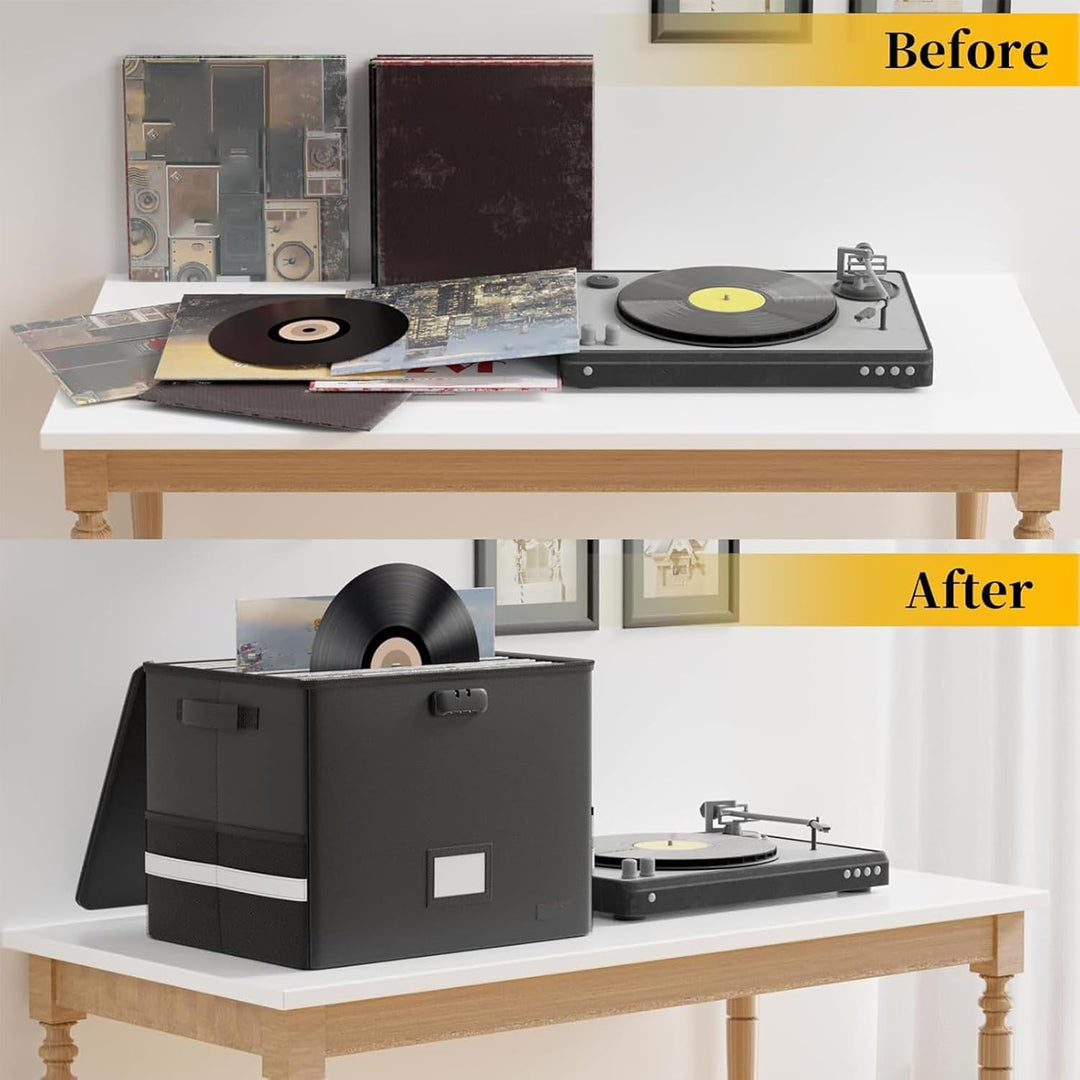 Fireproof Storage Case for Vinyl Records – Waterproof Organizer for 150+ 12-Inch Vinyl Records – Arcion