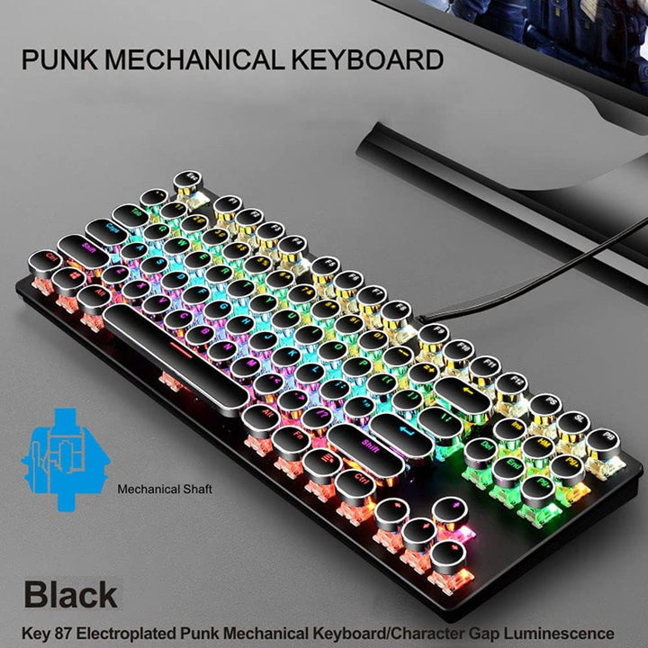 87-tasters mekanisk gaming-tastatur RGB baggrundsbelyst blå kontakter