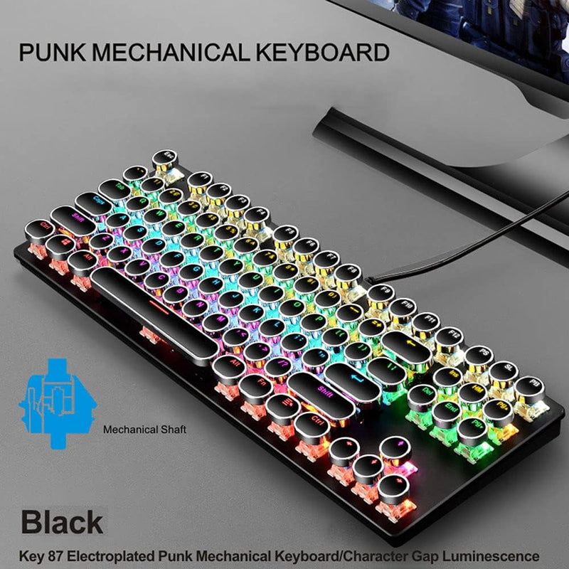 87-tasters mekanisk gaming-tastatur RGB baggrundsbelyst blå kontakter