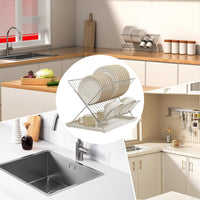 Foldable Dish Drainer – 2-Tier Kitchen Rack with Removable Tray – Kelvra