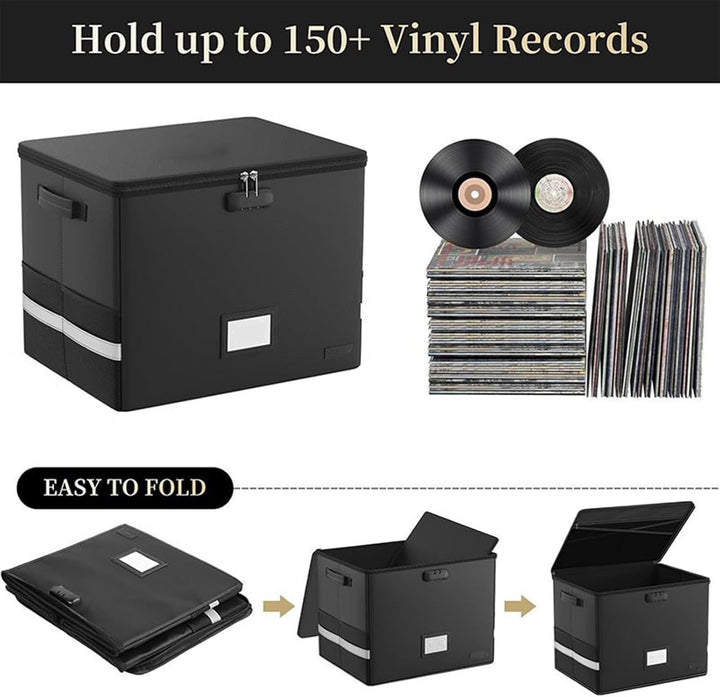 Fireproof Storage Case for Vinyl Records – Waterproof Organizer for 150+ 12-Inch Vinyl Records – Arcion