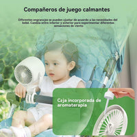 Genopladelig clip-on barnevognsventilator med natlys 100 hastigheder