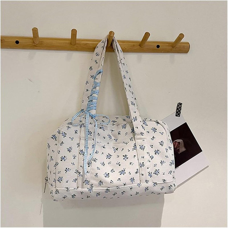 Bow Duffle Bag – Große Canvas-Wochenendtasche mit Bandakzent – Floria