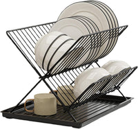 Foldable Dish Drainer – 2-Tier Kitchen Rack with Removable Tray – Kelvra