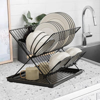Foldable Dish Drainer – 2-Tier Kitchen Rack with Removable Tray – Kelvra