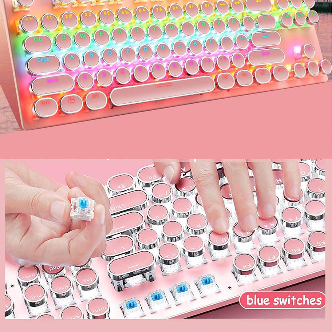 87-tasters mekanisk gaming-tastatur RGB baggrundsbelyst blå kontakter