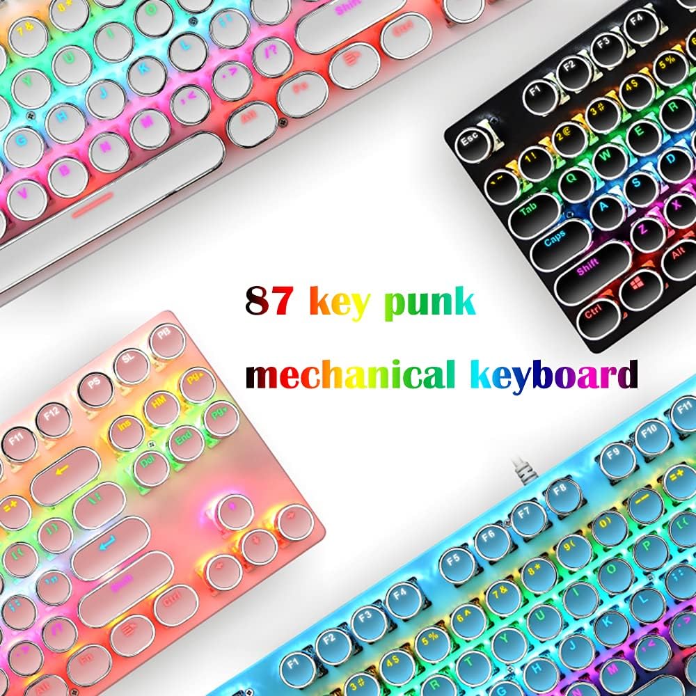 87-tasters mekanisk gaming-tastatur RGB baggrundsbelyst blå kontakter
