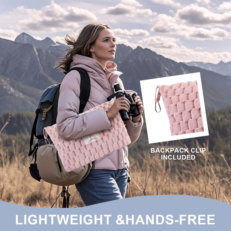 Packable Flanell-Reise-Decke mit Kissentasche und Gepäckschlitz – Trevora