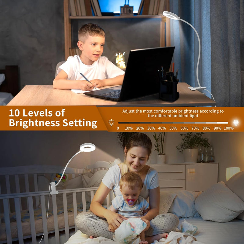 3 farvetilstande LED skrivebordsklemme lampe med fleksibel svanehals – Selvara (1+1 GRATIS)