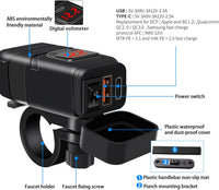 Motorrad USB- und Typ-C-Schnellladegerät mit Voltmeter – Drayvik