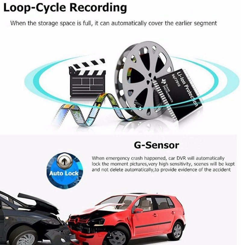 WiFi versteckte Dashcam 1080P mit 170° Weitwinkel und G-Sensor