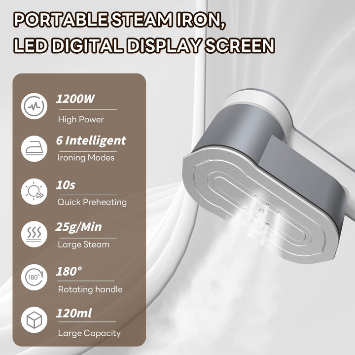Bærbart rejse-dampstrygejern 1200W med 6 tilstande og AU-stik