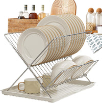 Foldable Dish Drainer – 2-Tier Kitchen Rack with Removable Tray – Kelvra