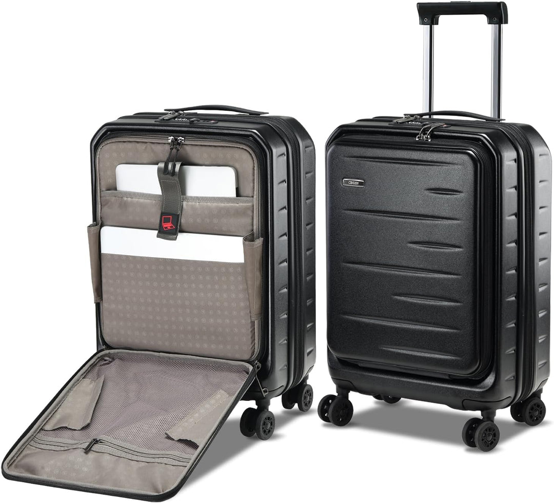 Maleta rígida expandible con compartimento frontal y cerradura TSA