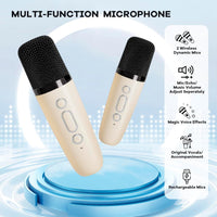 Máquina de karaoke mini portátil con altavoz Bluetooth y 2 micrófonos inalámbricos – Veylo