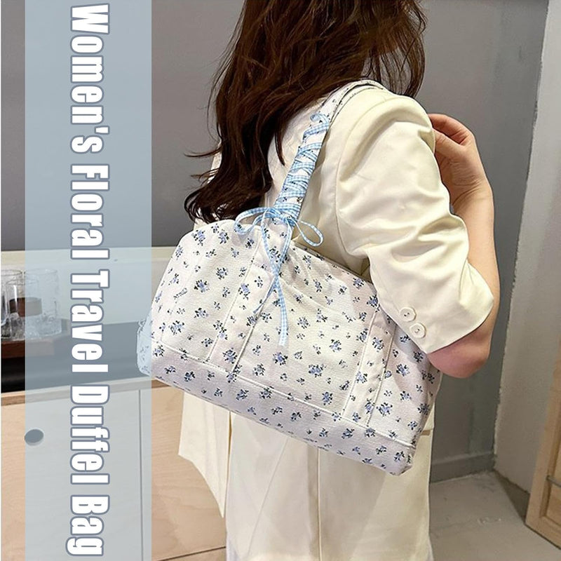 Bow Duffle Bag – Große Canvas-Wochenendtasche mit Bandakzent – Floria