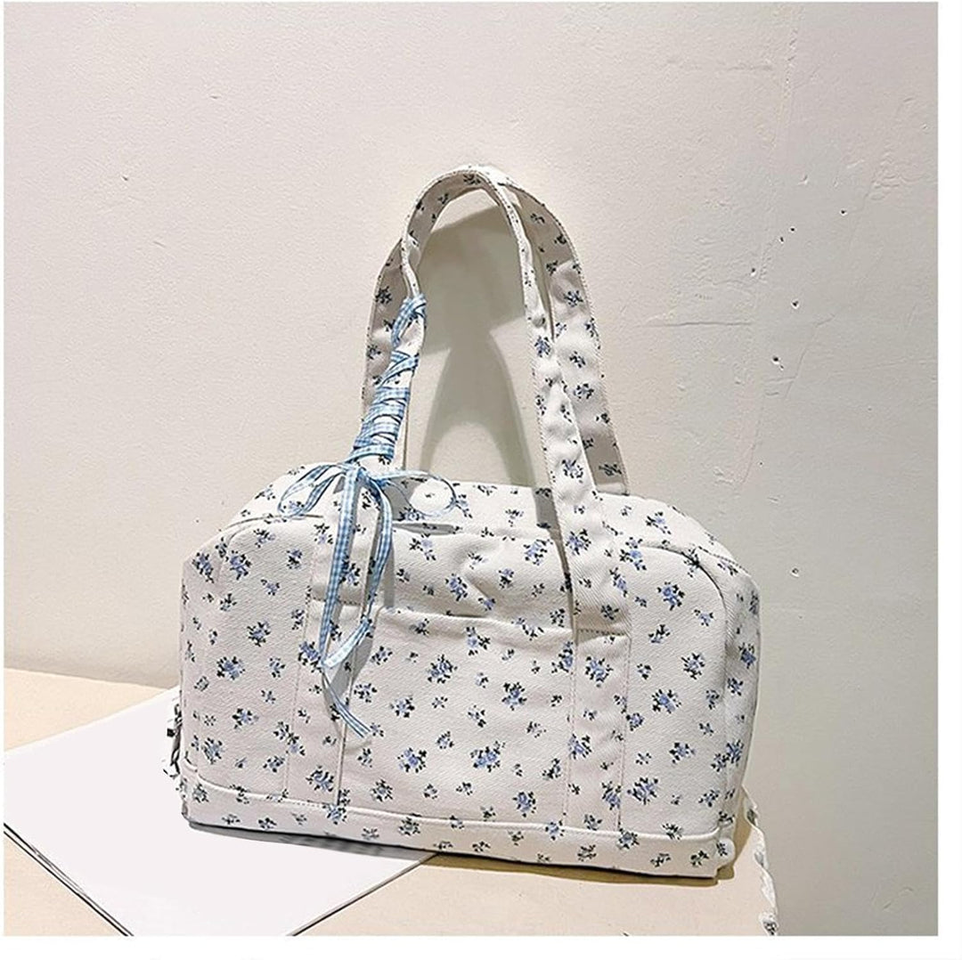 Bow Duffle Bag – Große Canvas-Wochenendtasche mit Bandakzent – Floria