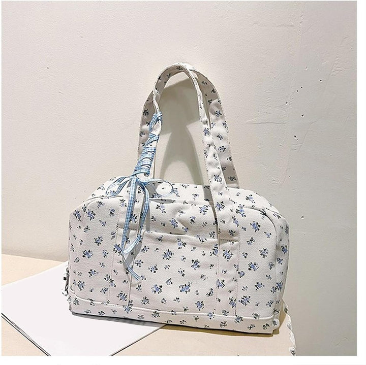 Bow Duffle Bag – Große Canvas-Wochenendtasche mit Bandakzent – Floria