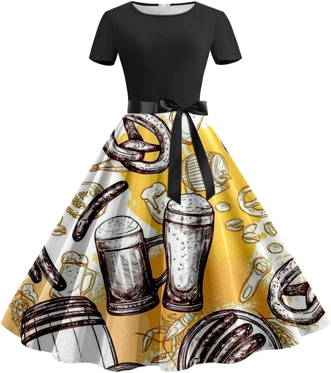 Beer Mug & Pretzel Dress with Waistband – Anna Oktoberfest 2025