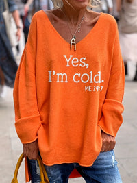 Women's Oversized V-Neck Sweater with Pattern – Alenia