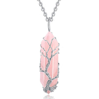 Stylish Crystal and Tree of Life Gemstone Necklace – Elara