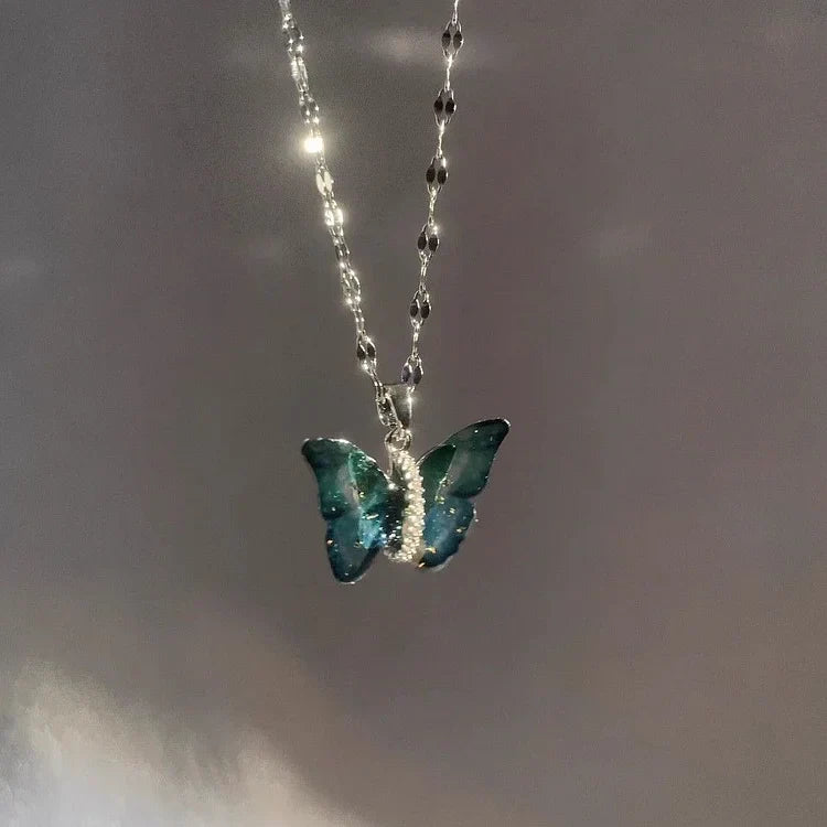Blue Butterfly Necklace – Elina