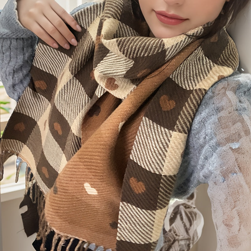 Bufanda de cuadros para mujer de poliéster para otoño e invierno – Aurelie
