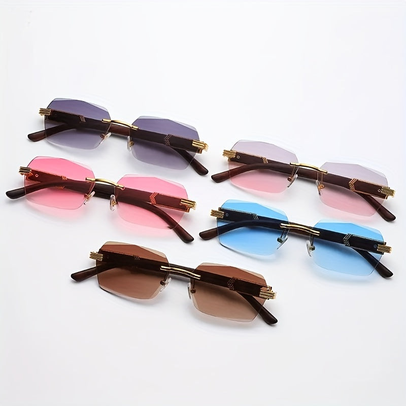 Randlose Sonnenbrille mit Rechteckigen Gläsern und Kunstholz-Bügel – Verro