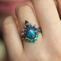 Sapphire and Opal Ring Set (3-piece) – Isabella