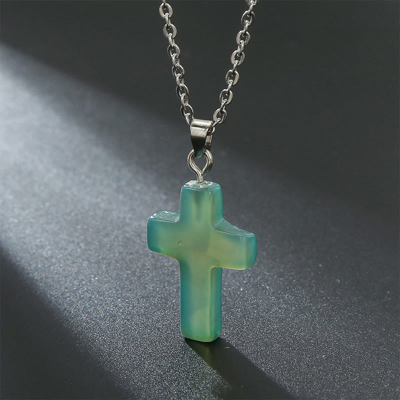 Necklace with Cross made of Natural Gemstones – Seraphina